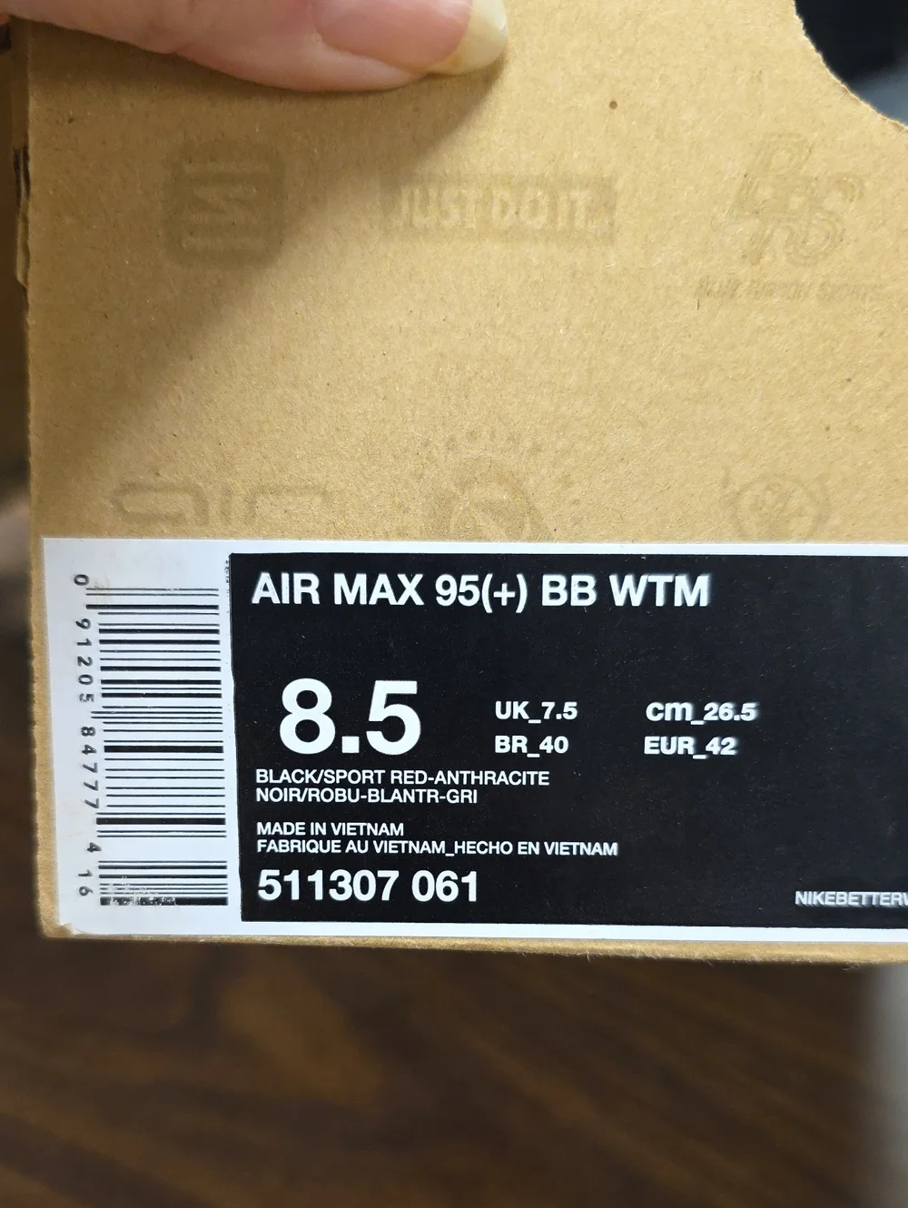 Nike Air Max 95(+) BB WTM (2013) Black/Sport Red 511307-061 Men's 8.5